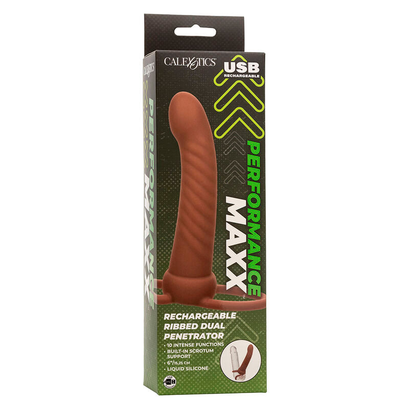 Maxx Ribbed Double Penetrator 10 Vibrationen Braun