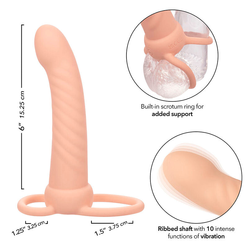 Maxx Doppelrippen-Penetrator 10 Vibrationen, Hautfarben