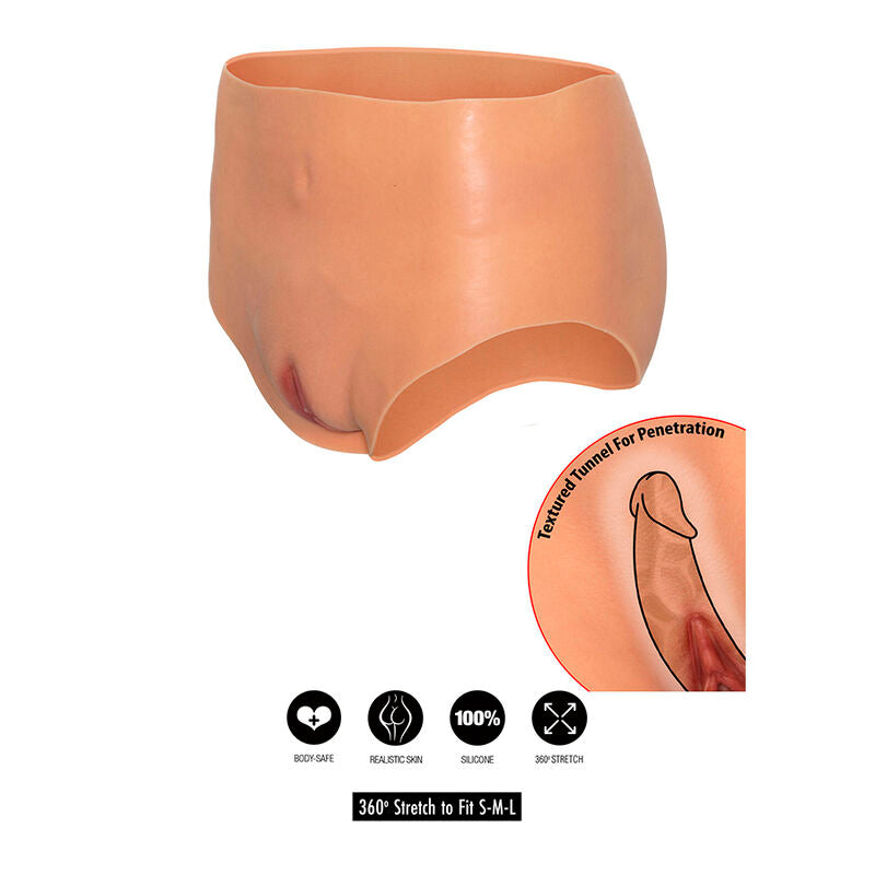 Alter Ego – Slip mit offener Vagina und hoher Taille, Hautfarbe