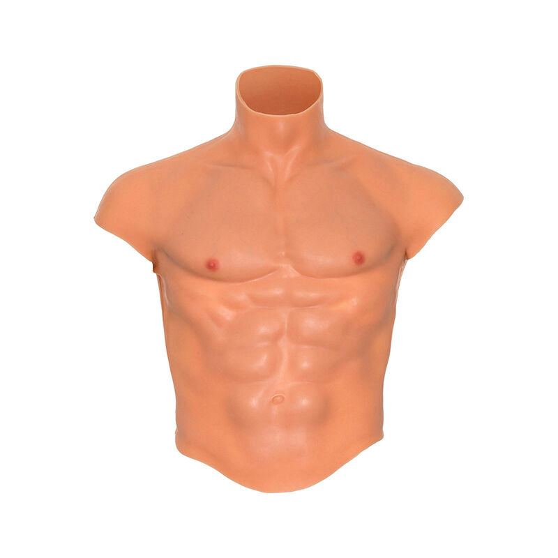 Alter Ego – Silikon-Torso-Shirt für Männer mit Bauchmuskeln in Fleischfarbe