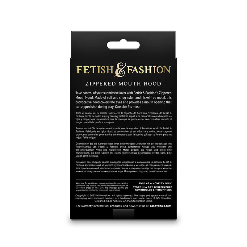 Fetisch &amp; Fashion Maske geschlossener Mund mit Reißverschluss weißes Nylon