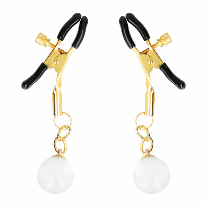 Glasperlen-Metonpinzette gold 6 cm