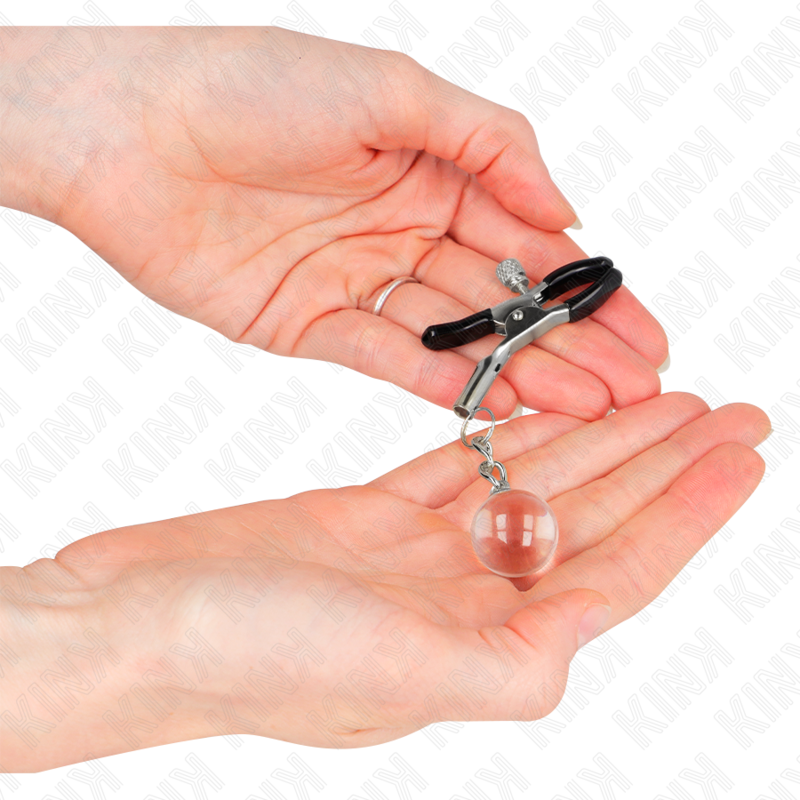 Glasperlen-Meton-Clips silber 6 cm