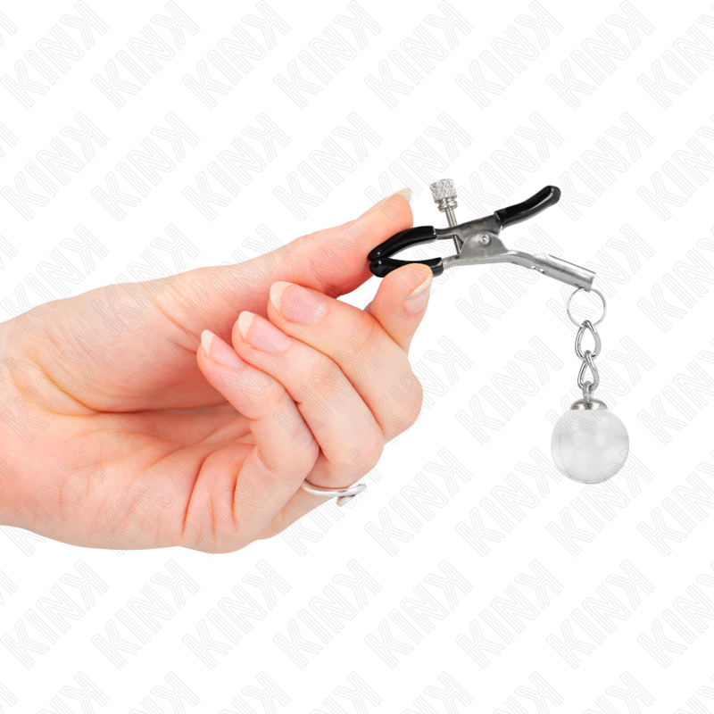 Glasperlen-Meton-Clips silber 6 cm