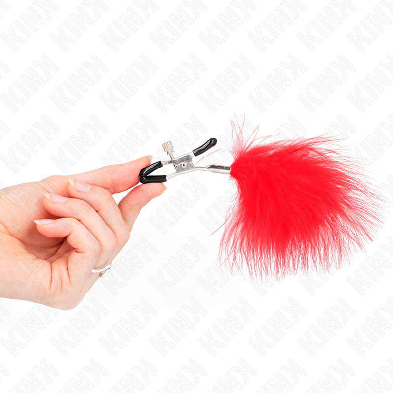 Meton-Clip mit roter Feder, 7 cm
