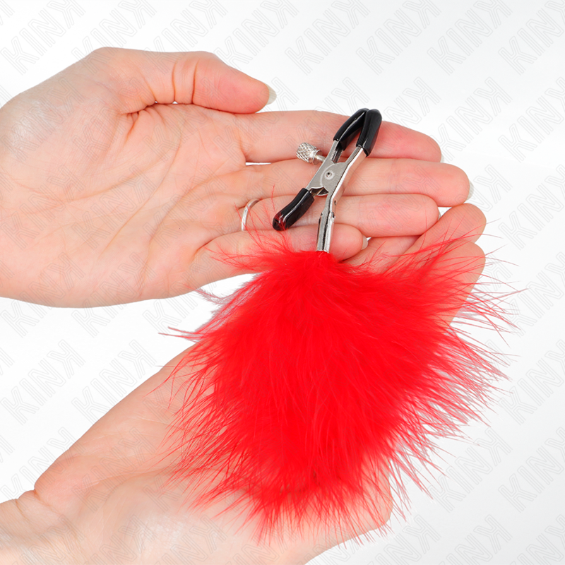 Meton-Clip mit roter Feder, 7 cm
