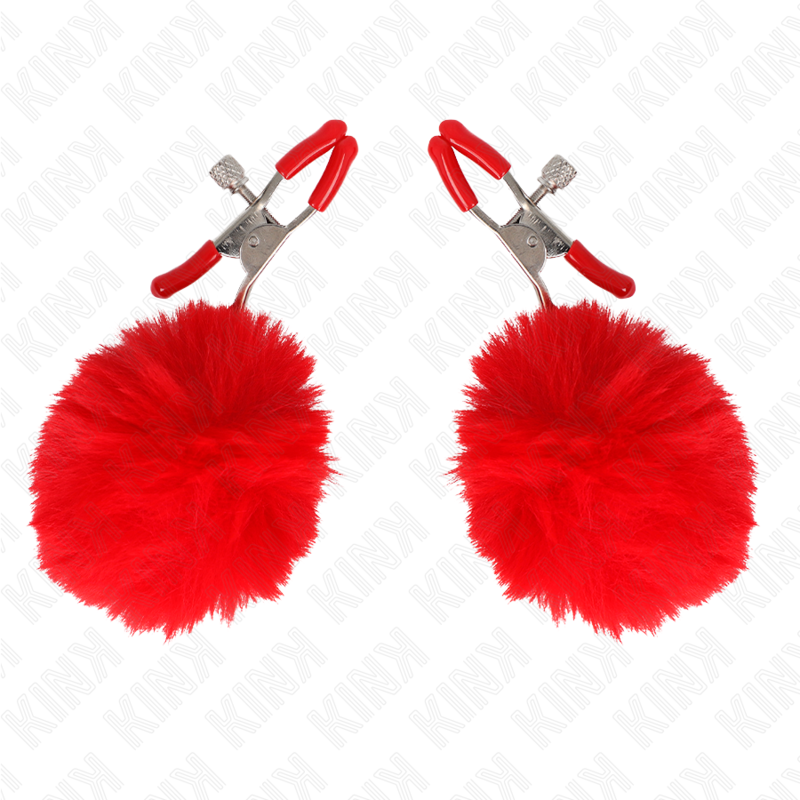 Roter Kunstfellball-Clip 6 cm