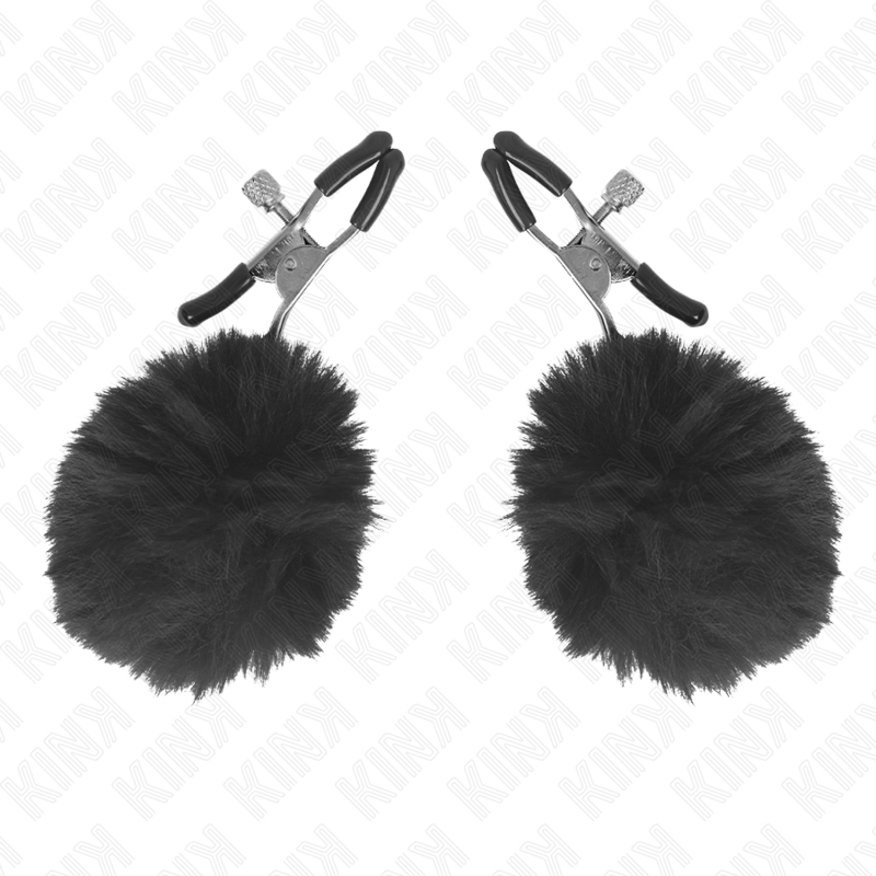 Schwarze Kunstfell-Ball-Haarspange 6 cm