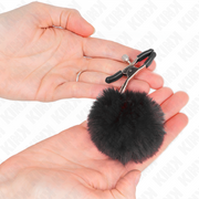 Schwarze Kunstfell-Ball-Haarspange 6 cm