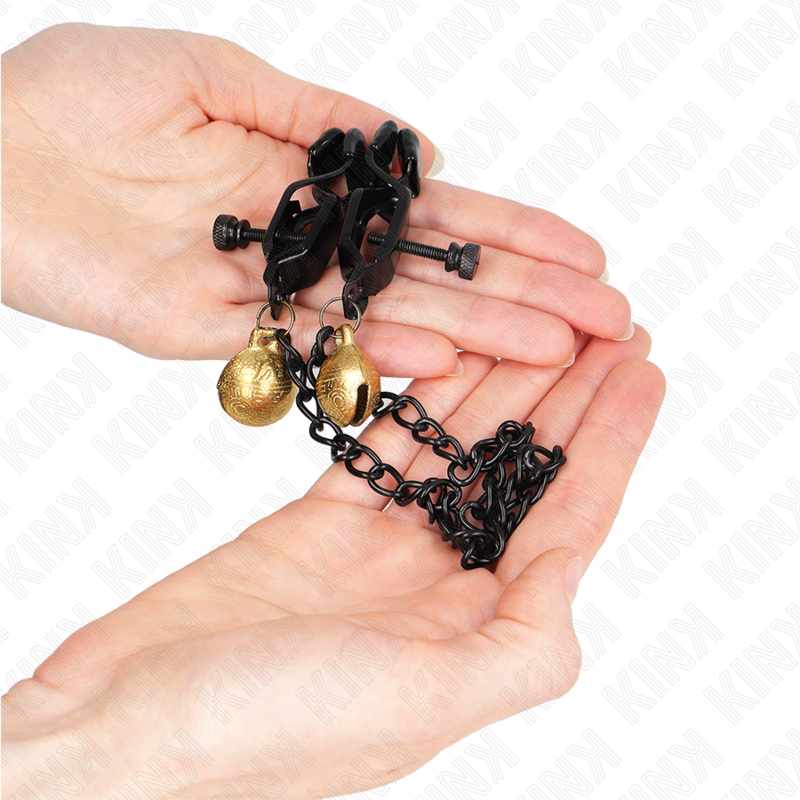Flache Kette und silberne Glocken-Meton-Clips 30 cm