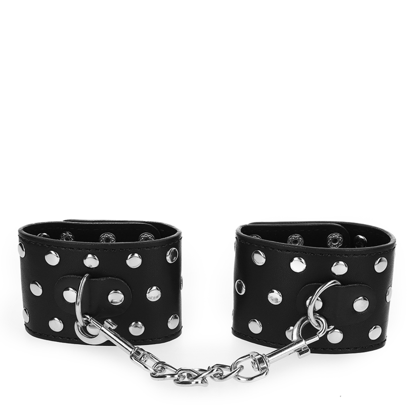 Handfesseln mit Vollnieten-Schnappverschluss, schwarz, verstellbar 19-24 cm x 5,5 cm