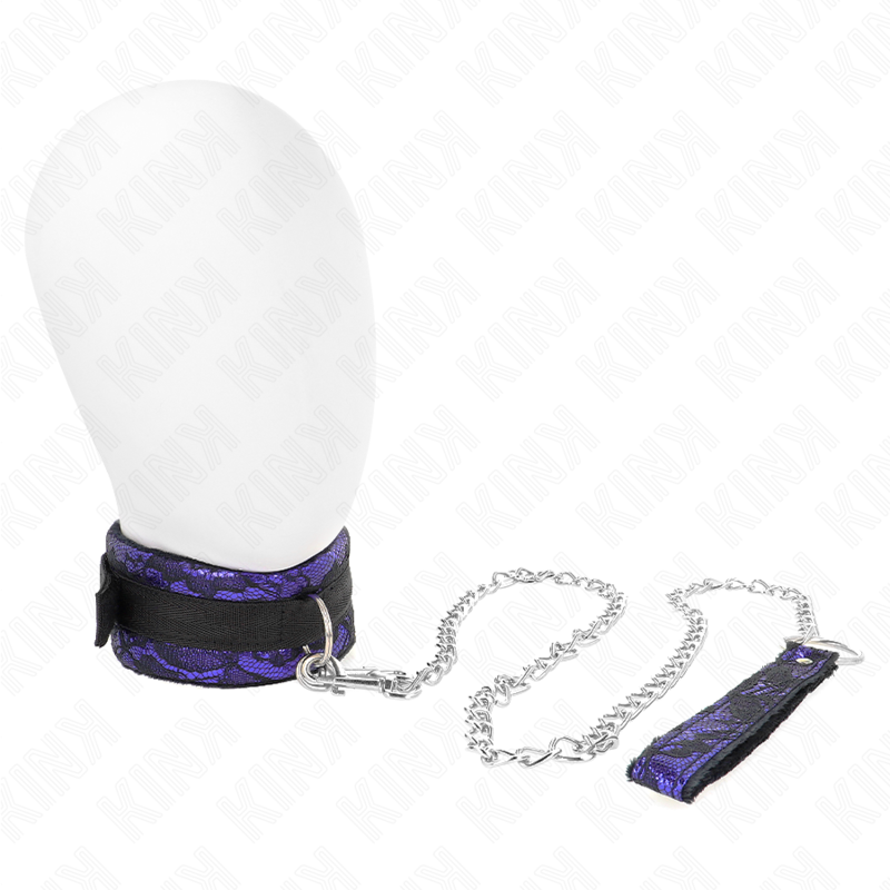 Kurzes Samtspitzenhalsband mit Gürtel 105 cm mit Nylonbesatz 44 x 5,5 cm