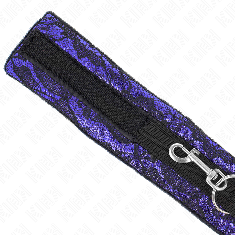 Kurzes Samtspitzenhalsband mit Gürtel 105 cm mit Nylonbesatz 44 x 5,5 cm