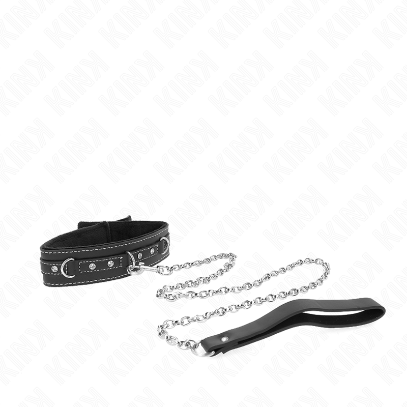 PVC Lederhalsband mit Gürtel 105 cm Strassniete 41,5 x 4 cm