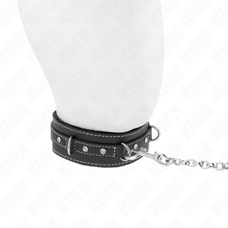 PVC Lederhalsband mit Gürtel 105 cm Strassniete 41,5 x 4 cm