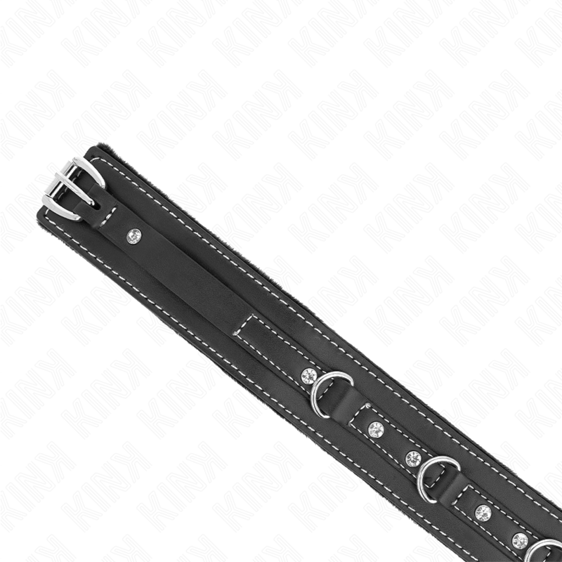 PVC Lederhalsband mit Gürtel 105 cm Strassniete 41,5 x 4 cm