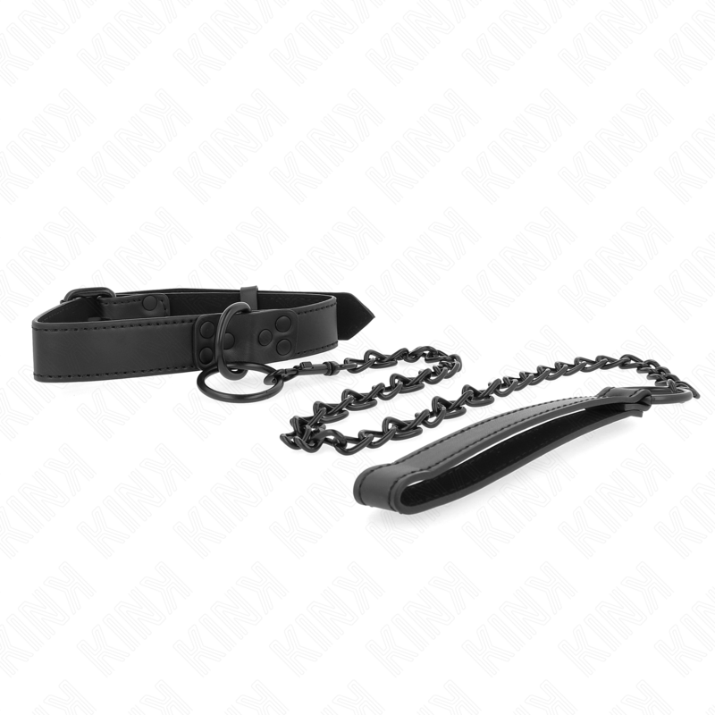 Halsband mit dunkler Leine 65 cm verstellbar 37-54 cm x 3 cm