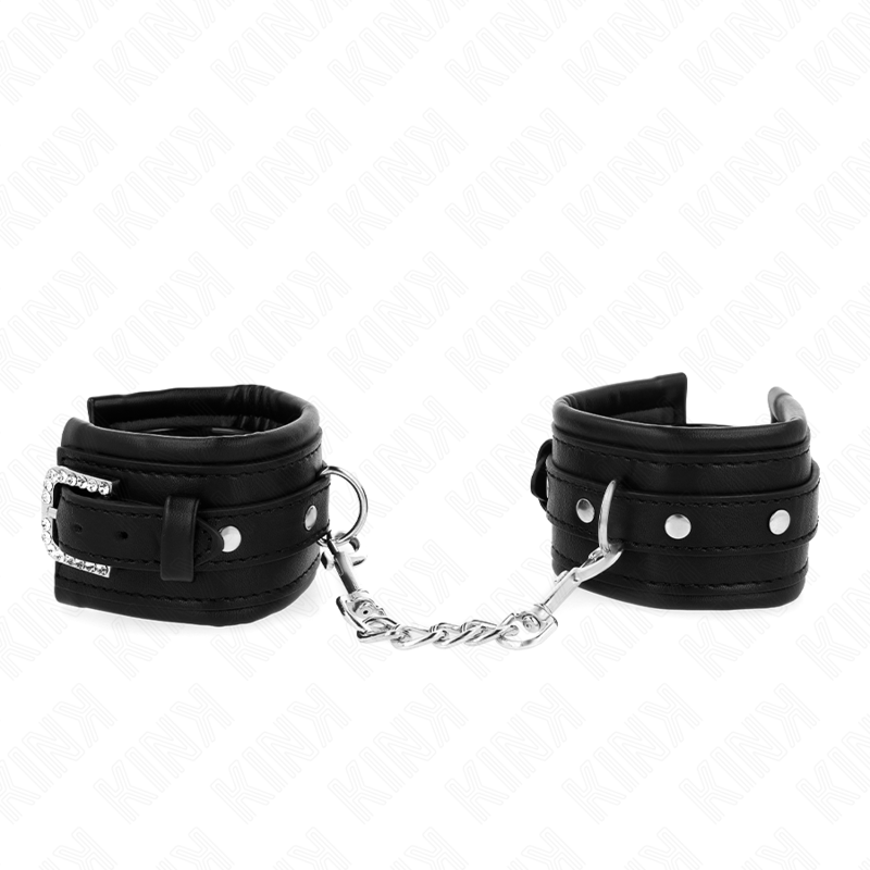 Verstellbare schwarze Armbänder mit Strassschnalle, 25–32 cm x 5,5 cm