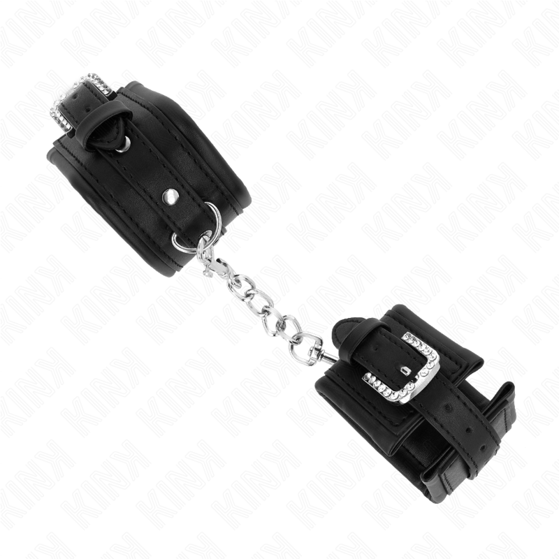 Verstellbare schwarze Armbänder mit Strassschnalle, 25–32 cm x 5,5 cm
