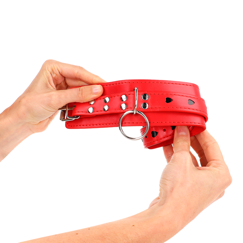 Rote Armbänder mit verstellbarer schwarzer Herzeinlage 21-28 cm x 5,5 cm