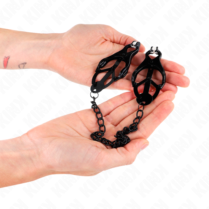 Japanische Kleeblattclips mit schwarzer Kette 30 cm