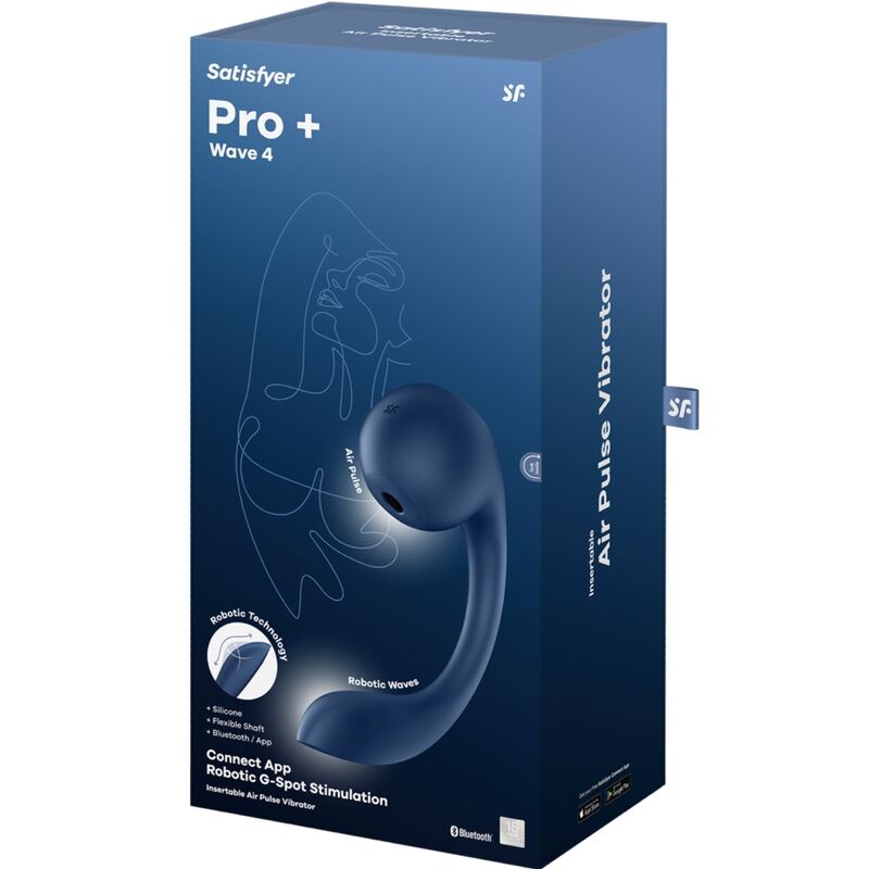 Pro+ Wave 4 G-Punkt-Stimulator und Air Pulse Gratis-App dunkelblau