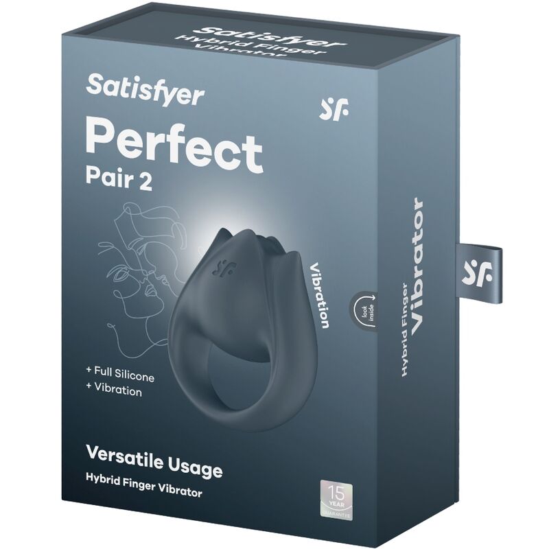 Perfect Pair 2 Multivibrator 2 in 1 Penisring und Fingerstimulator Grau