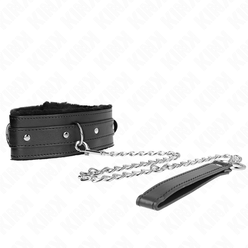 Halsband mit Leine 65 cm mit Einschränkung schwarz 36-42 cm x 5,5 cm