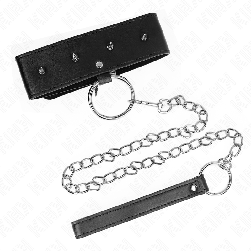 65 cm Halsband mit Leine mit silbernen Nieten Modell 2 verstellbar 36-43 cm x 5 cm