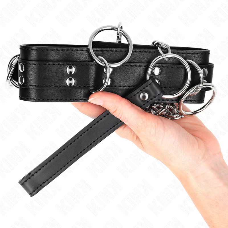 3-Ring Bondage Halsband mit Riemen 80 cm 53 x 5 cm
