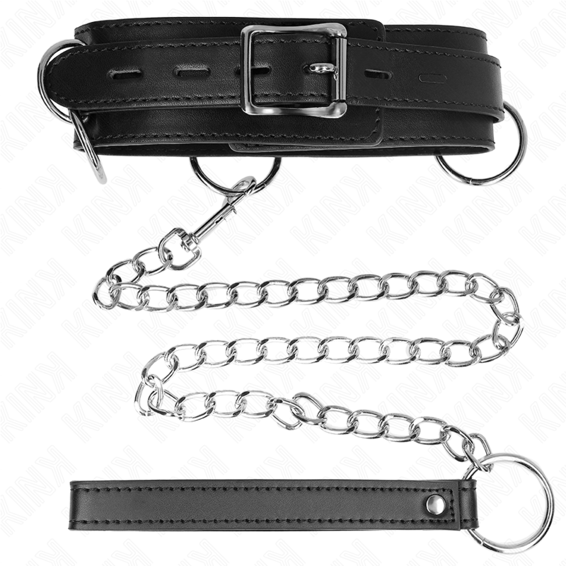 3-Ring Bondage Halsband mit Riemen 80 cm 53 x 5 cm
