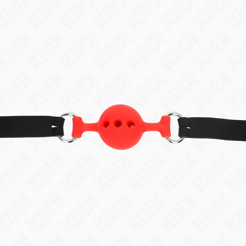 Vollsilikon Knebel 55 x 2 cm mit 4 cm Hoden Größe S rot verstellbar 35-51 cm