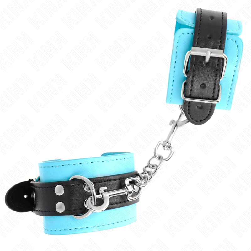 Verstellbare, blaue, pelzgefütterte Hakenarmbänder, 20–28 cm x 5,5 cm
