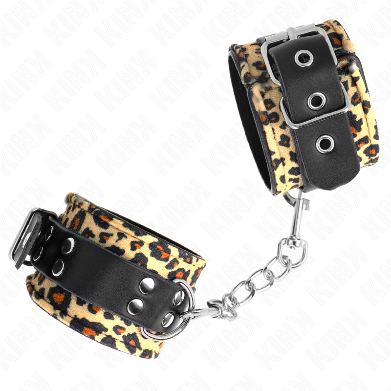 Verstellbare Handgelenkfessel aus echtem Leopardenleder, 18–29 cm x 5,5 cm