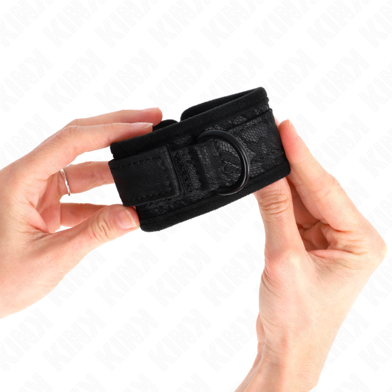 Verstellbare Neopren-Manschetten mit dunkler Spitze überzogen schwarz 20-29 cm x 5 cm