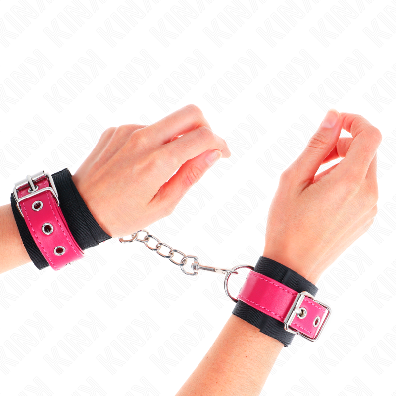 Schwarze Handgelenkstütze aus Nylon mit verstellbarem himbeerrosa Kunstledergürtel 19-29 cm x 5,1 cm