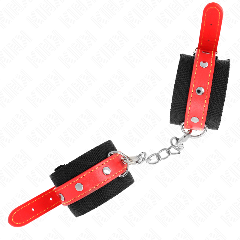 Schwarze Nylon-Handgelenkauflage mit rotem Leder verstellbar 19-24 cm x 5,5 cm