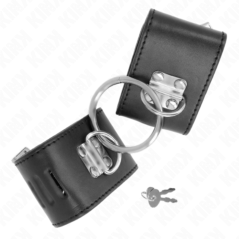 Feste Handfesseln mit Ring und verstellbarem schwarzen Vorhängeschlossverschluss 16-23 cm x 5,5 cm