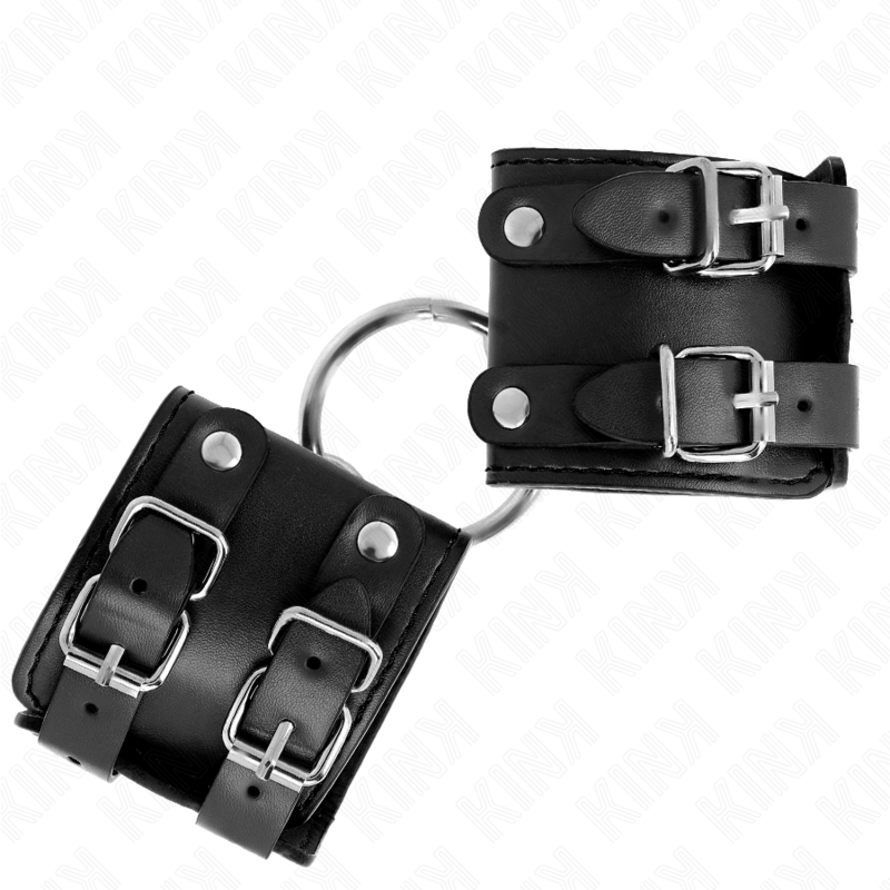 Feste Handfesseln mit Ring und verstellbaren Nägeln Schwarz 17-22 cm x 6,5 cm