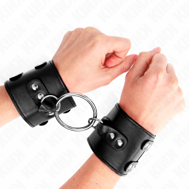 Feste Handfesseln mit Ring und verstellbaren Nägeln Schwarz 17-22 cm x 6,5 cm