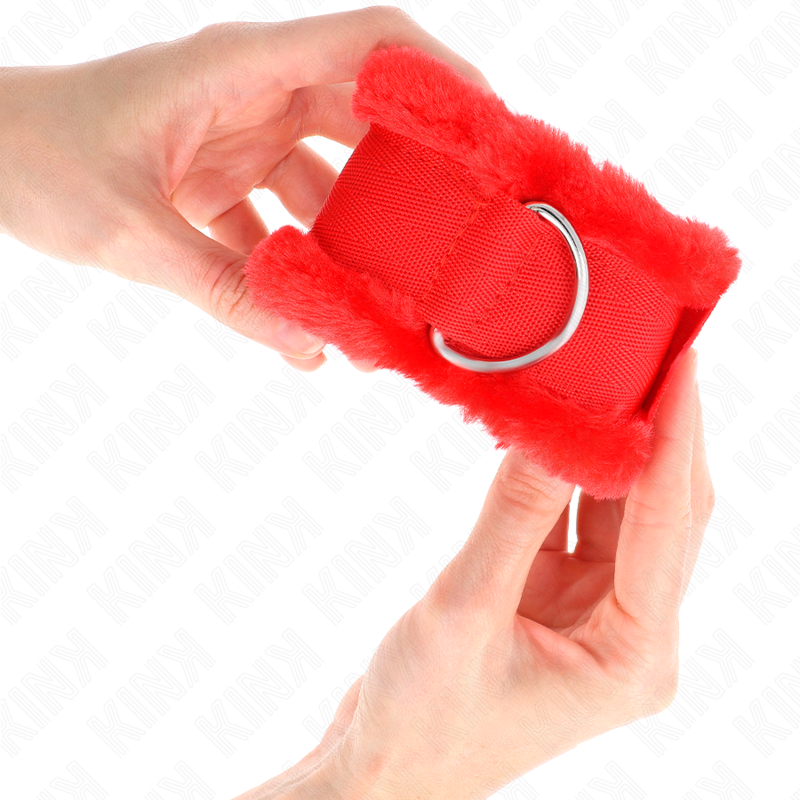 Verstellbare Handgelenkstützen mit rotem Fellfutter 17-31 cm x 7 cm