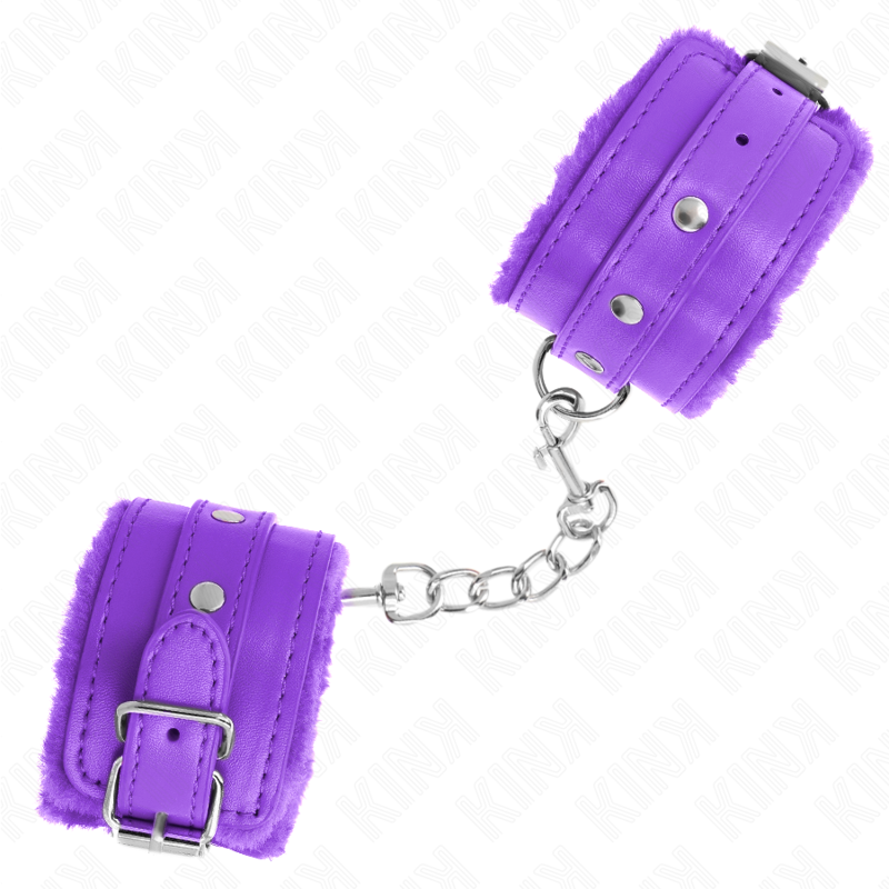 Premium Fell gefütterte Handgelenkstützen lila mit verstellbarem lila Gürtel 17-29 cm x 6 cm
