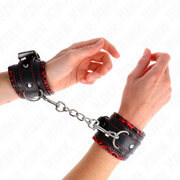 Rot/schwarze Handgelenkstützen mit Fellfutter, verstellbar 17–29 cm x 6 cm