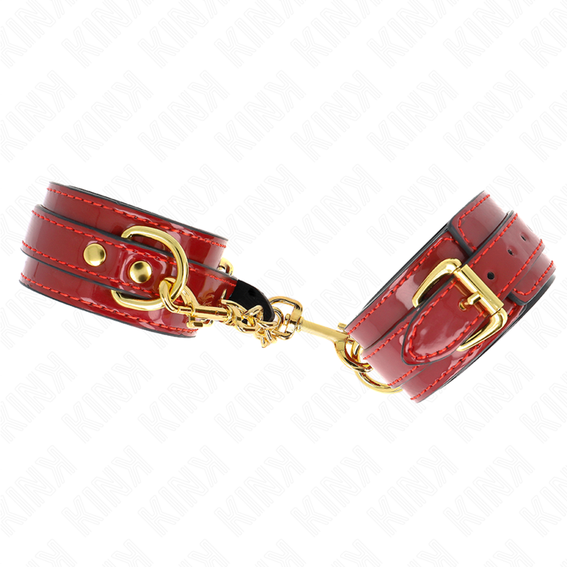 Joanna Angel Rote verstellbare Manschetten mit Goldkette, 16,5–26 cm x 4 cm