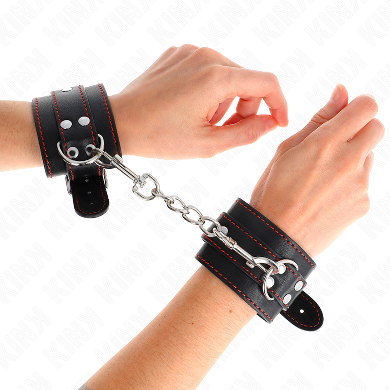 Schwarze Handgelenkstütze mit verstellbarem rotem Futter 20-28 cm x 5,5 cm