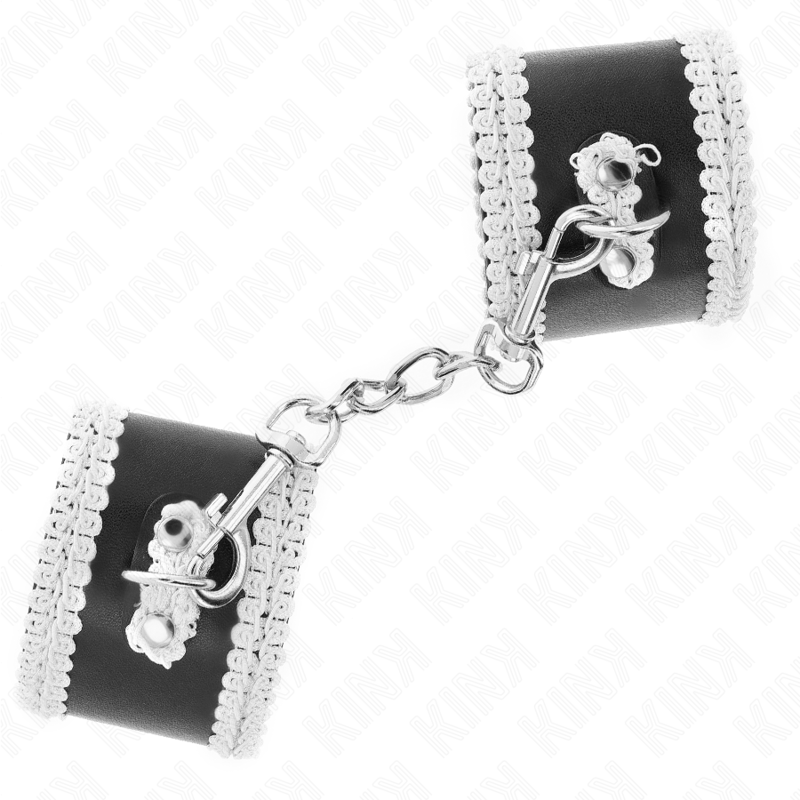 Schwarze Handballenauflage mit weißer Spitzenverzierung verstellbar 20-23 cm x 5,5 cm