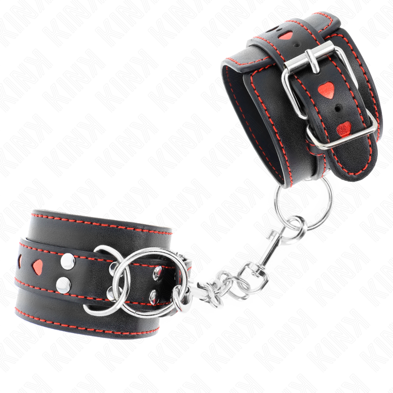 Schwarze Handballenauflage mit rotem Herz-Inlay verstellbar 21-28 cm x 5,5 cm