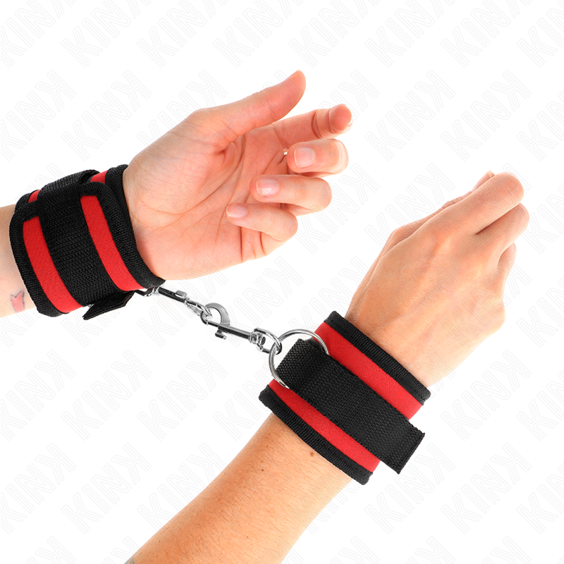 Rot-schwarze Handgelenkstützen aus Nylon mit Klettverschluss, Modell 2, verstellbar, 18–35 cm x 6 cm