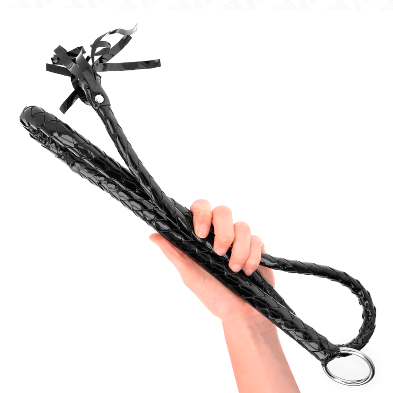 Lange glänzende PVC-Peitsche 138 cm