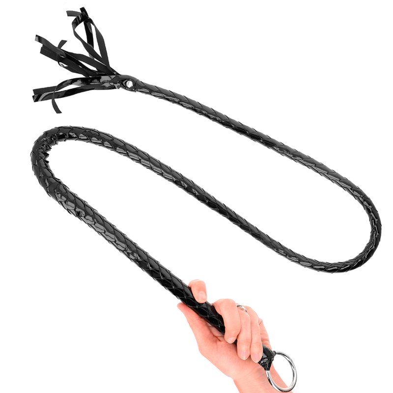Lange glänzende PVC-Peitsche 138 cm